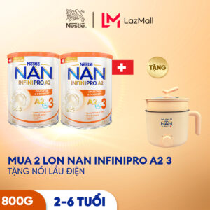 Bộ 2 Lon Sữa bột NAN INFINIPRO A2 bước 3 nhập khẩu Thụy Sĩ